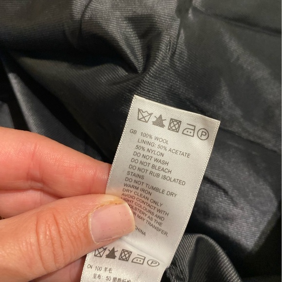 Reiss Women’s Single Breasted Houndstooth Wool Coat Size XL Wool Trench Pea Coat - Picture 9 of 10